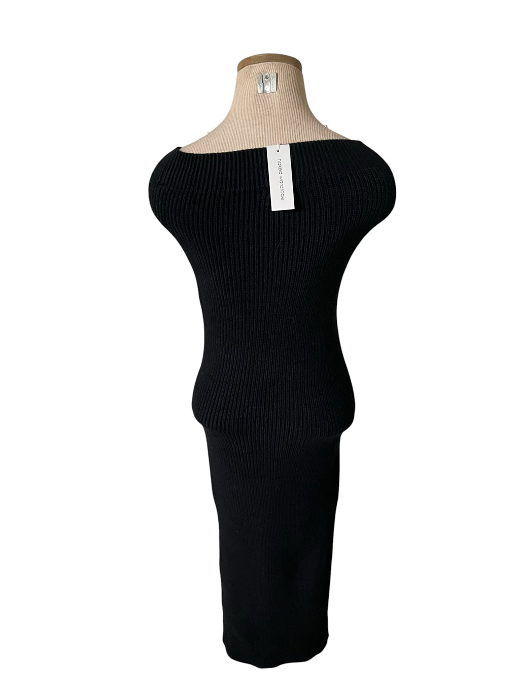 Nwt Naked Wardrobe Black Ribbed Knit Midi Dress Size S — image 5 of 8